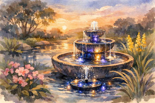 Solar Fountain With LED Lights for Aussie Gardens