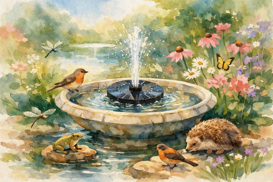 Solar Fountain for Wildlife in Your Garden